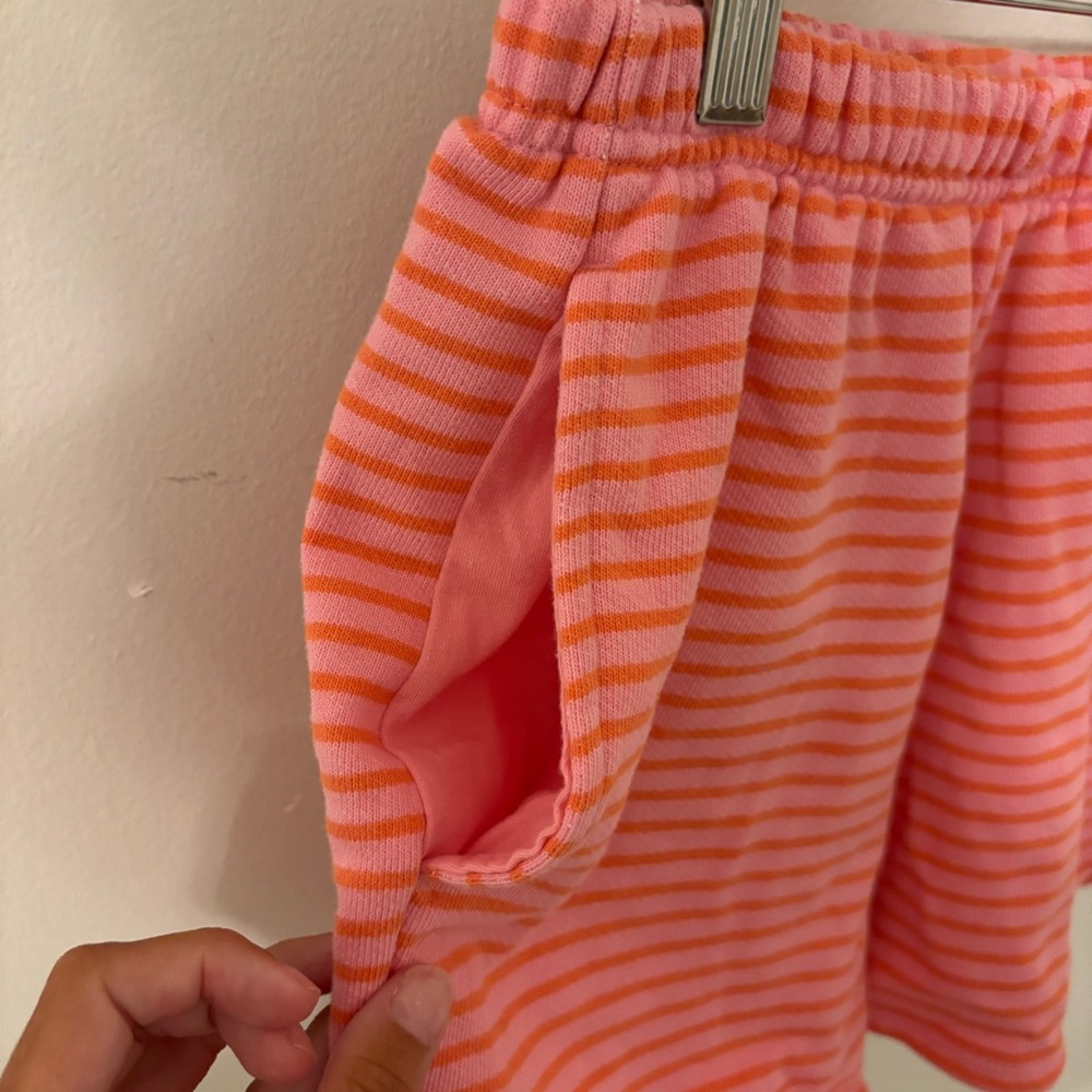 Women's Mid-Rise French Terry Pull-On Shorts - Wild Fable Pink Striped XS - Picture 2 of 6